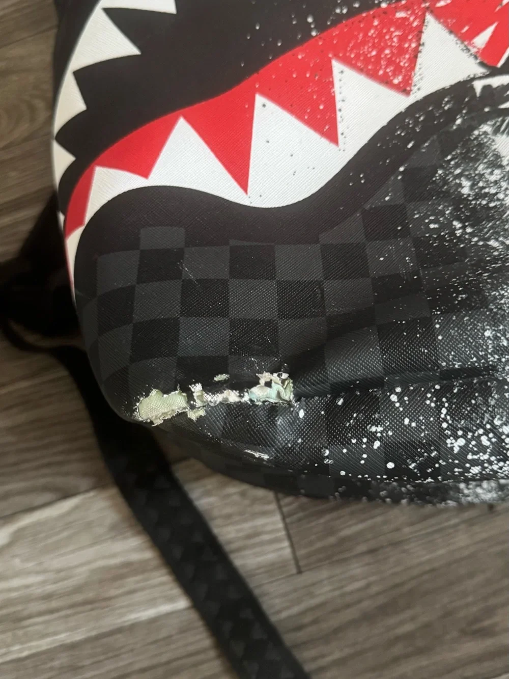 Sprayground Black, White & Red Shark Graphic Backpack